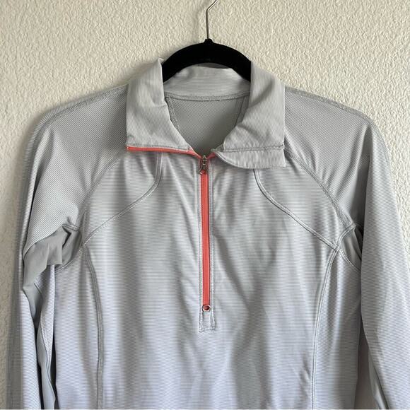 Lululemon Race With Grace 1/2 Zip II Wee Stripe White Silver Spoon - Picture 2 of 14